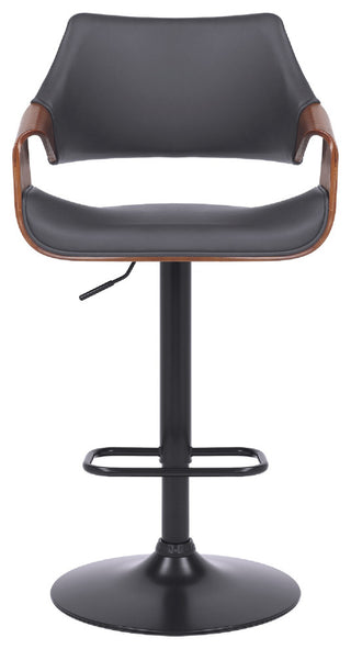 Benzara BM270039 Adjustable Barstool With Faux Leather, Black and Gray