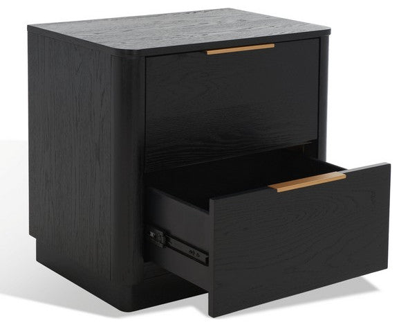 Safavieh Couture Gabrietta 2 Drawer Nightstand Black / Gold