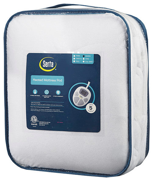 Serta Plush Heated Mattress Pad, White