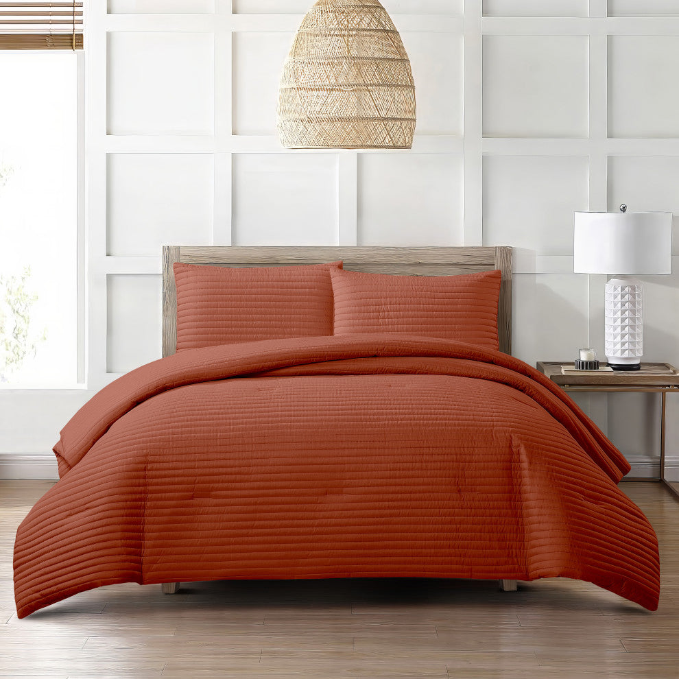 Felicia 3 Piece Comforter Set, Rust, King