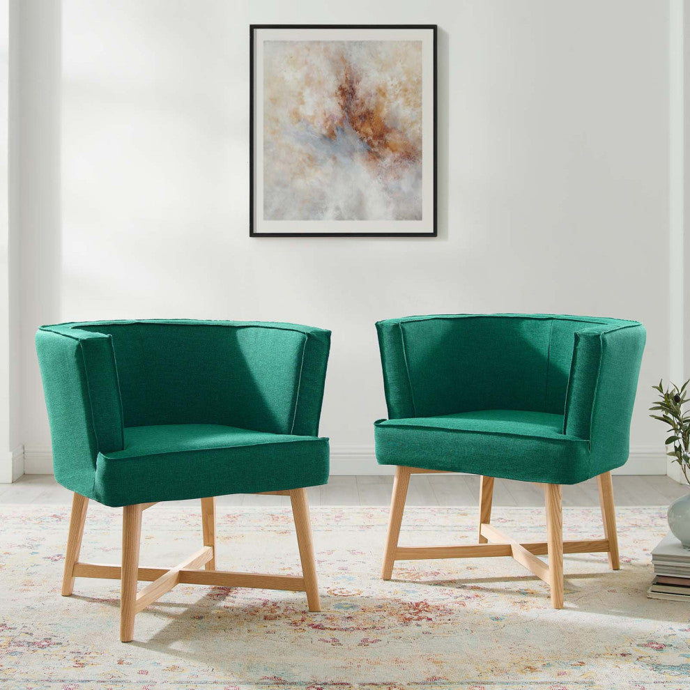 Accent Chair, Set of 2, Fabric, Wood, Teal Blue, Modern, Lounge Hospitality