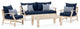 Kooper 4 Piece Acacia Outdoor Patio Seating Group, Navy Blue