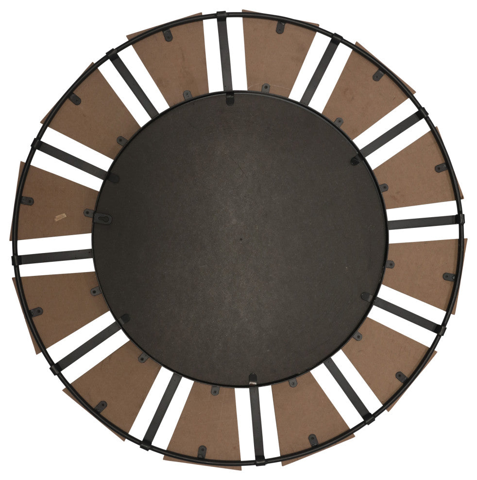 Industrial Chic Wood and Metal Round Wall Mirror