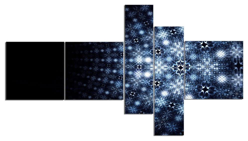 Digital Fractal Flower Perspective, Abstract Wall Art Canvas, 60"x32", 5 panels