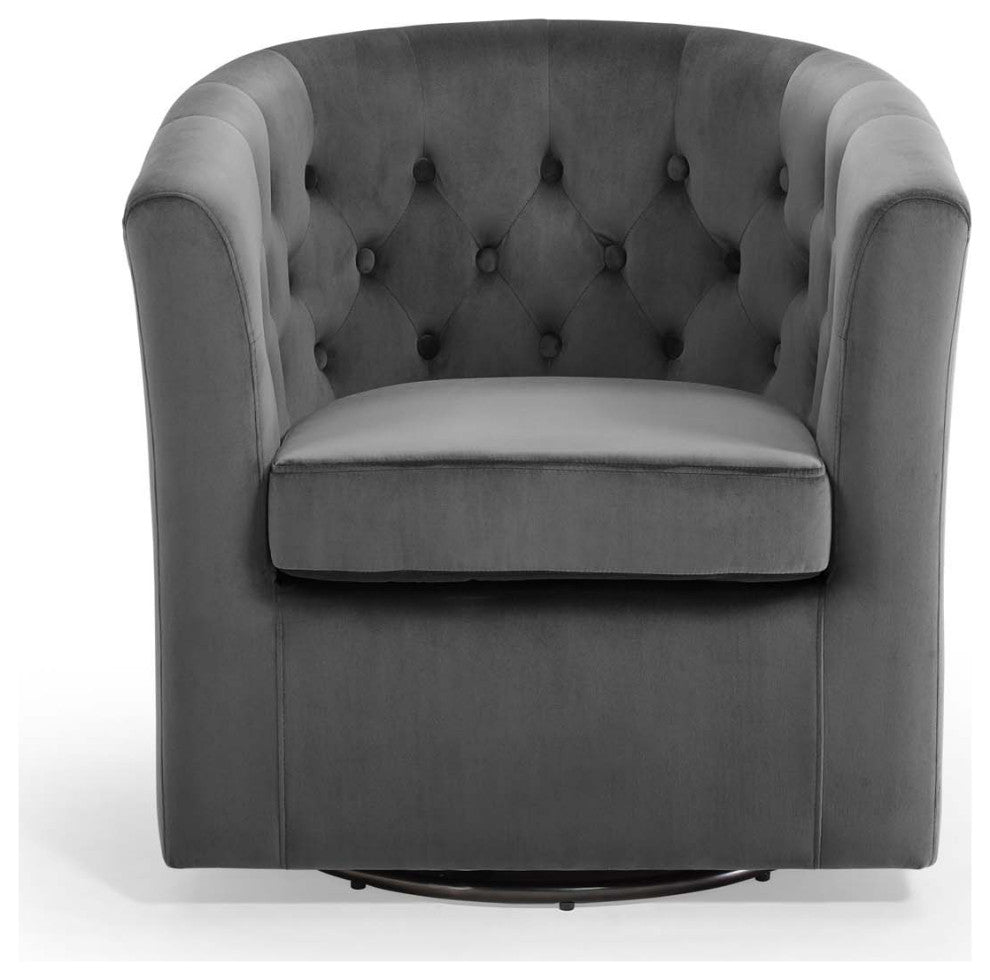 Tufted Armchair Accent Chair, Velvet, Dark Gray, Modern, Lounge Hospitality