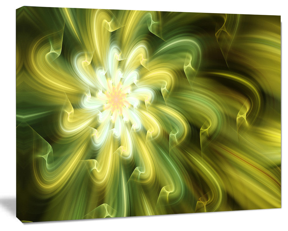 Dance of Yellow Fractal Petals, Floral Canvas Art Print, 20"x12"
