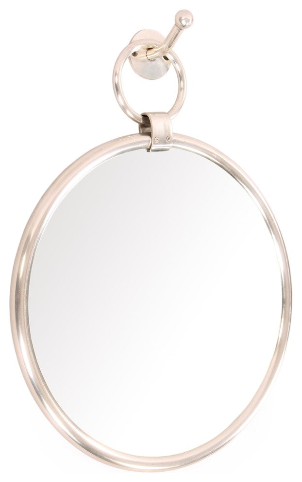 Round Wall Mirror In Antique Silver