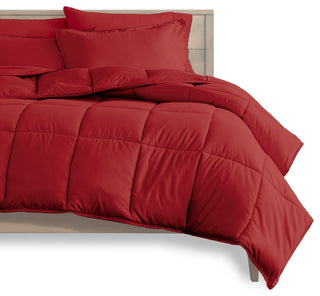 Bare Home 5-Piece Twin Bed-in-a-Bag, Red, Red