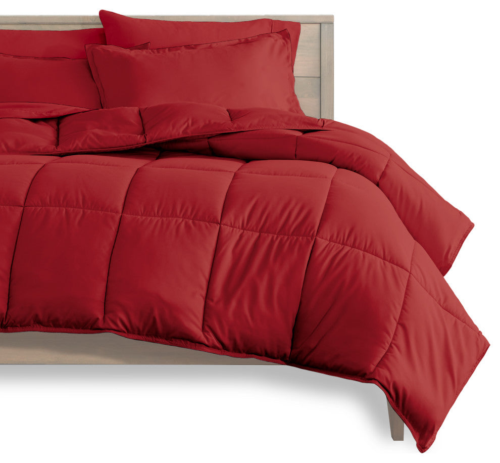 Bare Home 5-Piece Twin Bed-in-a-Bag, Red, Red