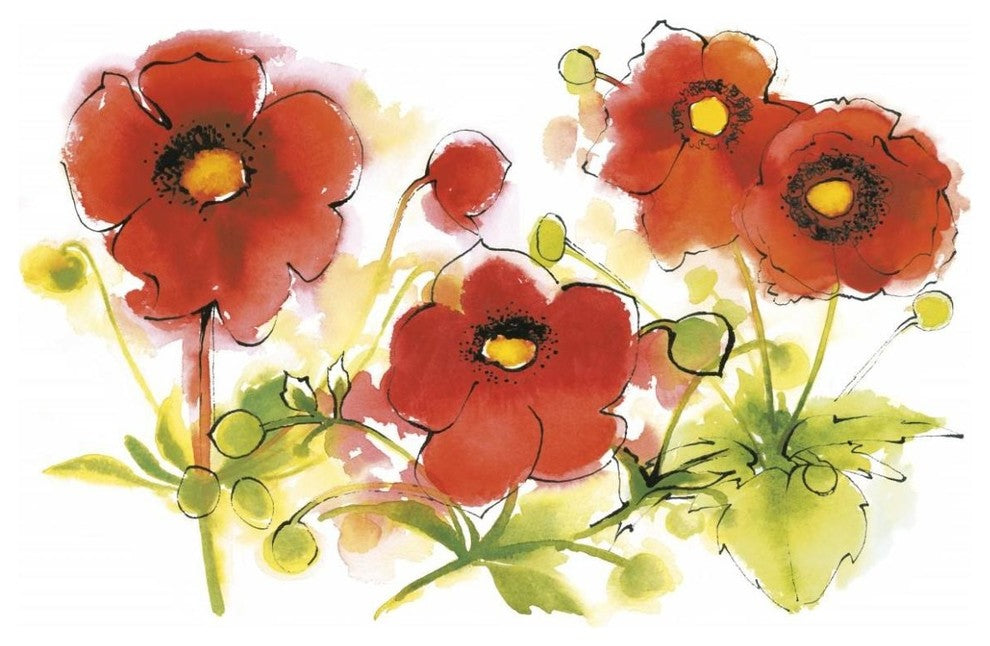 "Flores Rojas VI" Digital Paper Print by Shirley Novak, 62"x42"