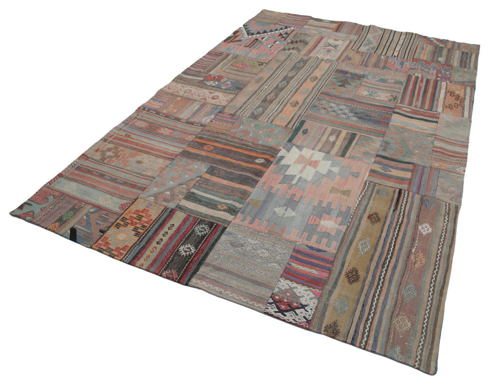 Rug N Carpet - Handmade Turkish 6' 7'' x 9' 11'' Vintage Patchwork Kilim Rug
