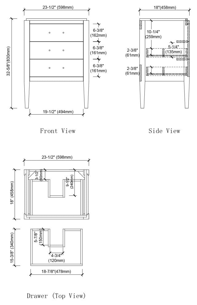 Grace 24" Single Bathroom Vanity Set, White With Brass Trim