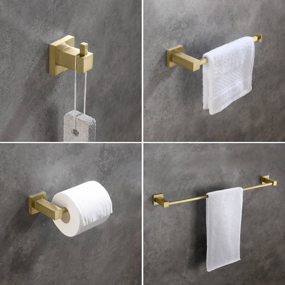 Cube 4 Piece Hardware Set, Brushed Gold, Brush Gold