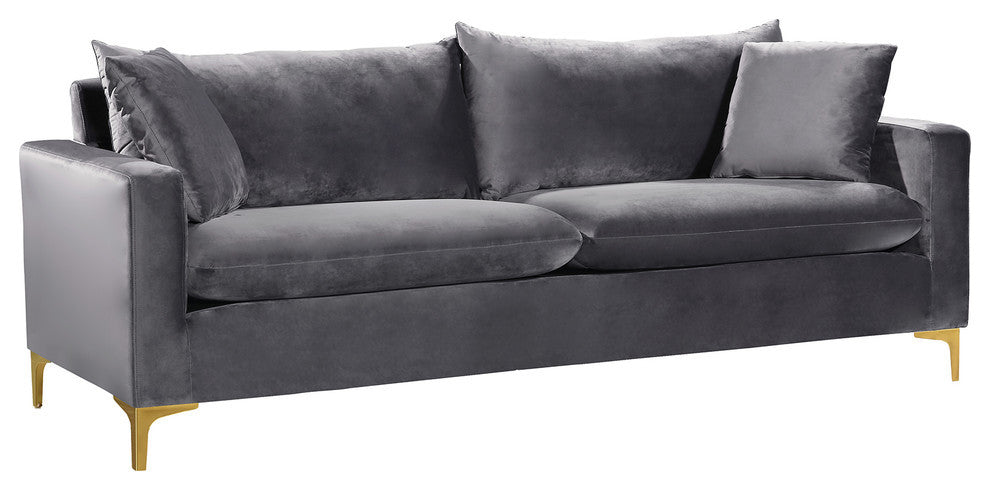 Naomi Velvet Upholstered Sofa, Gray