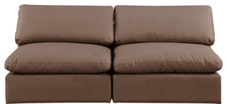 Comfy Upholstered Modular Sofa, Brown, 2-Piece: 2 Armless Chair, Vegan Leather