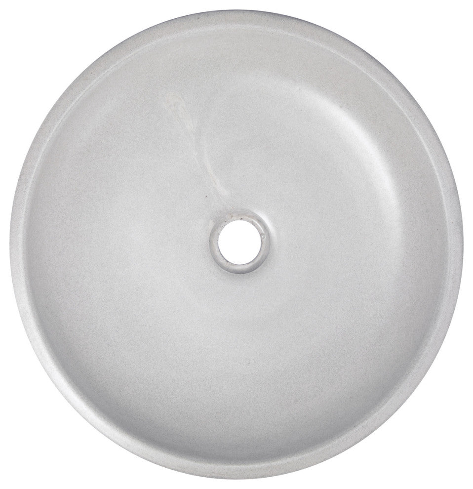 Eden Bath EB_N002LG 17" Concrete Shallow Round Vessel Sink, Light Gray