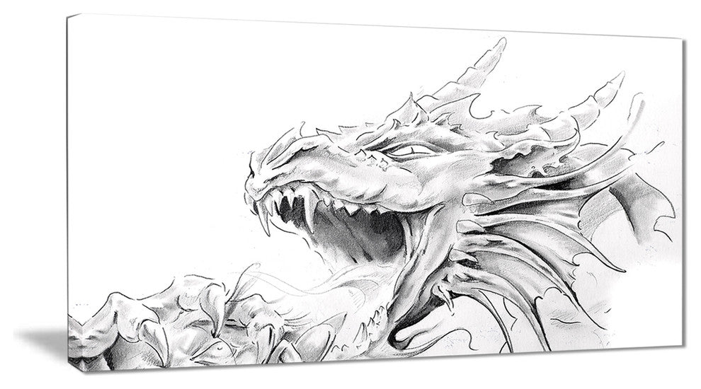 "Dragon Tattoo Sketch" Digital Art Canvas Print