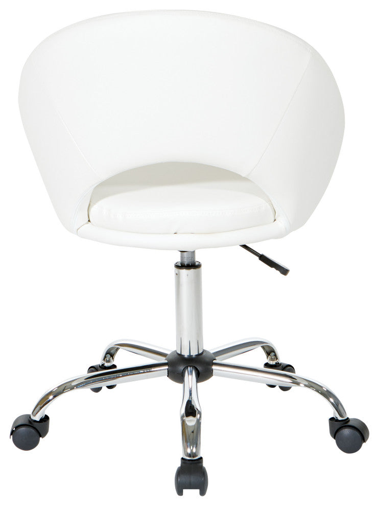 Milo Office Chair, Royal Velvet Fabric With Chrome Base, White