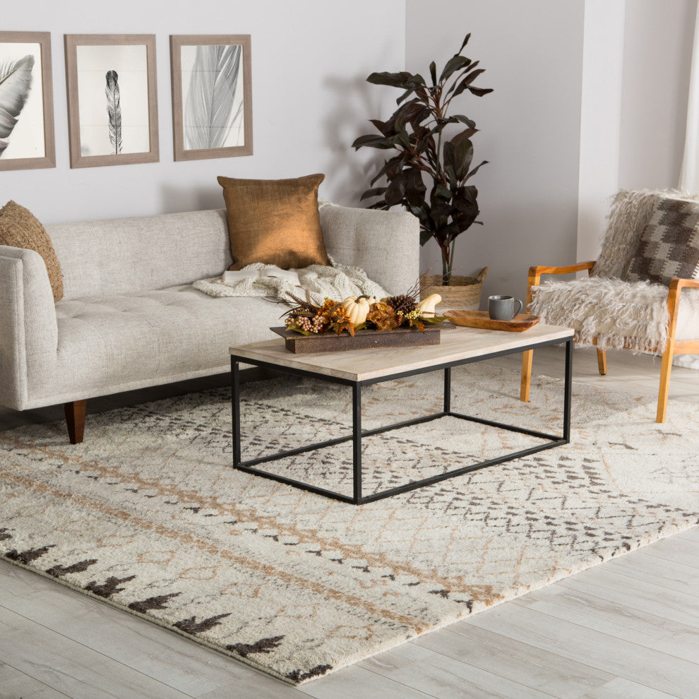 Jaipur Living Zamunda Hand-Knotted Geometric Cream/Brown Area Rug, 9'x12'