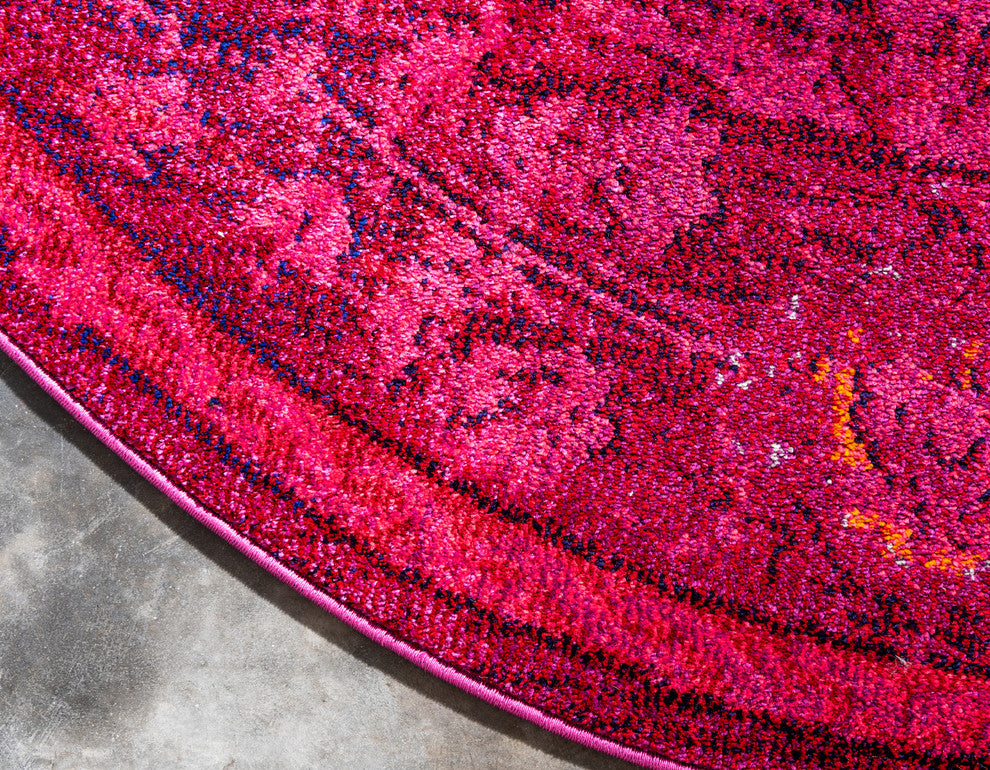 Unique Loom Red Salamanca Medici 6' 0 x 6' 0 Round Rug