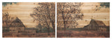 "Erstwhile Barn 3 & 4" Wood Wall Art Giclee Printed on Solid Fir Wood Planks