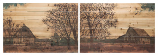 "Erstwhile Barn 3 & 4" Wood Wall Art Giclee Printed on Solid Fir Wood Planks