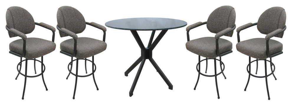 Swivel Counter Metal Pub Set - M-70 Stools 26" or 30", Mojave Grey - Grey, 30", Crackle Glass