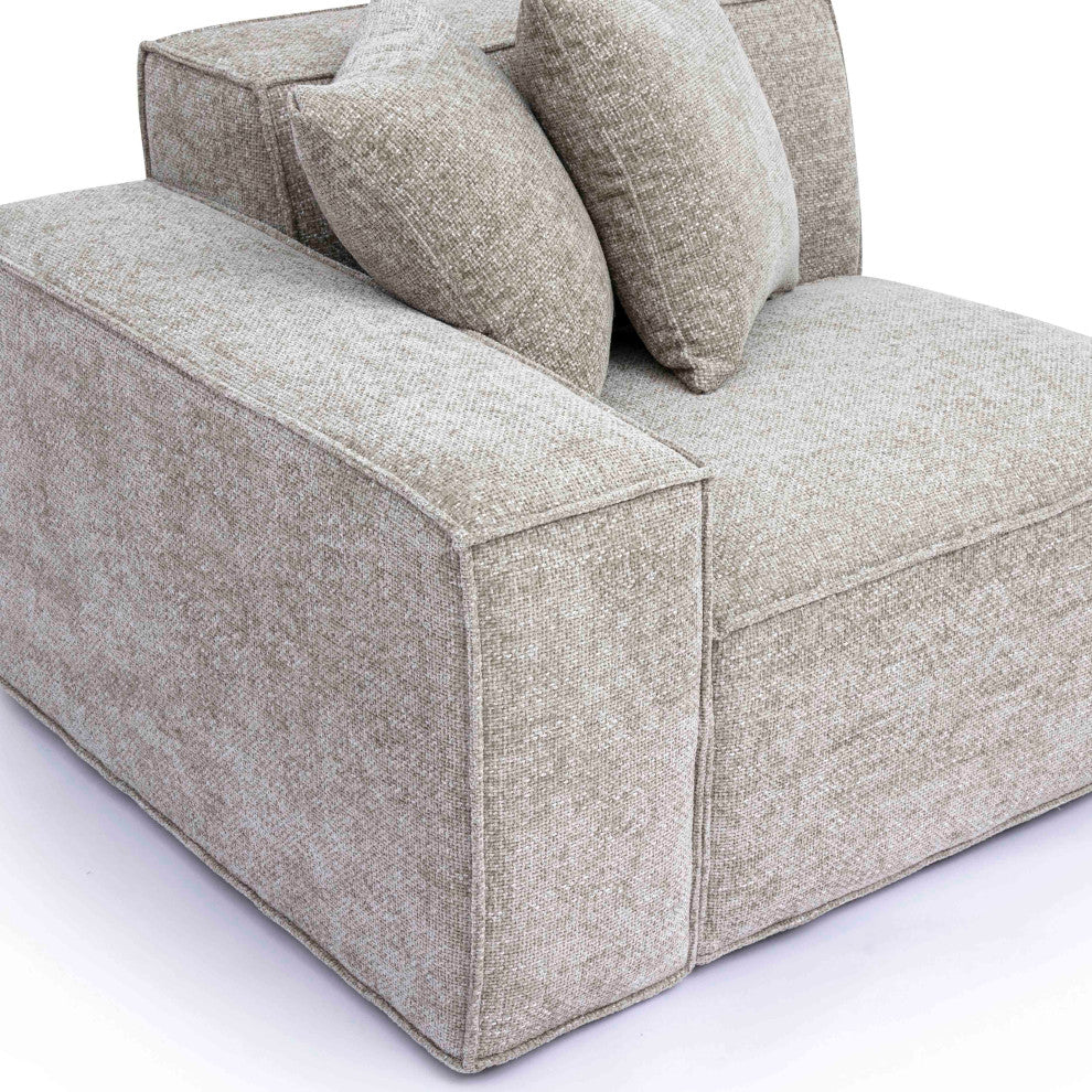 Mindy Chenille Basketweave Left Arm Facing Corner Chair, Taupe