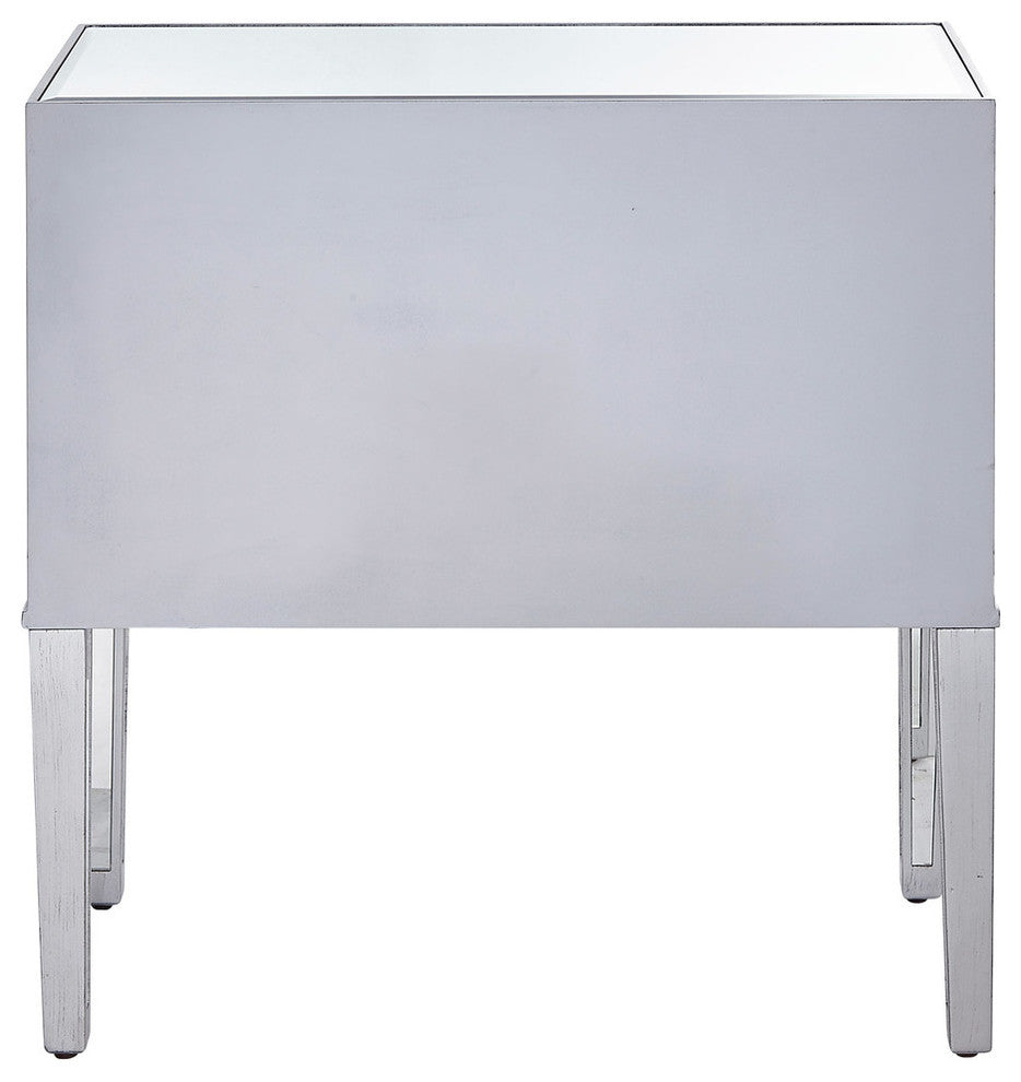 Nightstand 2 Drawers 34" W X 16" D X 34" H, Antique Silver Paint