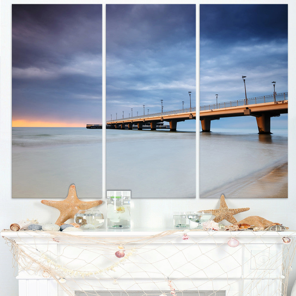 "Long Concrete Pier into Sea" Canvas Wall Art, 3 Panels, 36"x28"