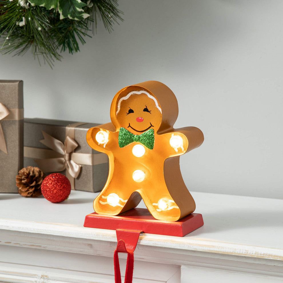 Marquee LED Metal Gingerbread Stocking Hangers, Man