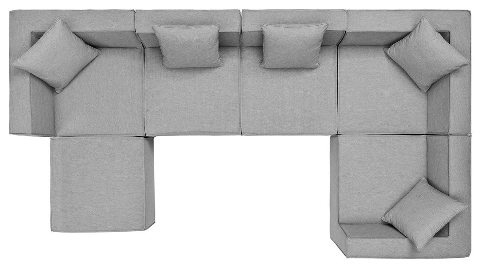 Lounge Sectional Sofa Set, Fabric, Gray, Modern, Outdoor Patio Cafe Bistro
