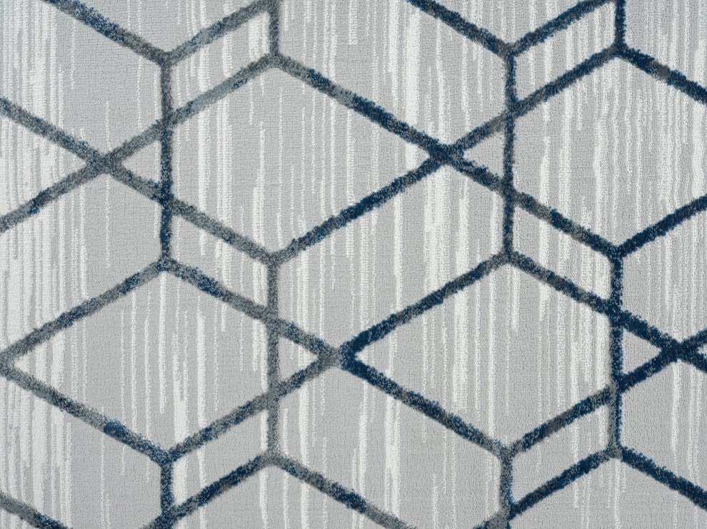 Abani Nova Nov120B Blue Distressed Geometric Area Rug