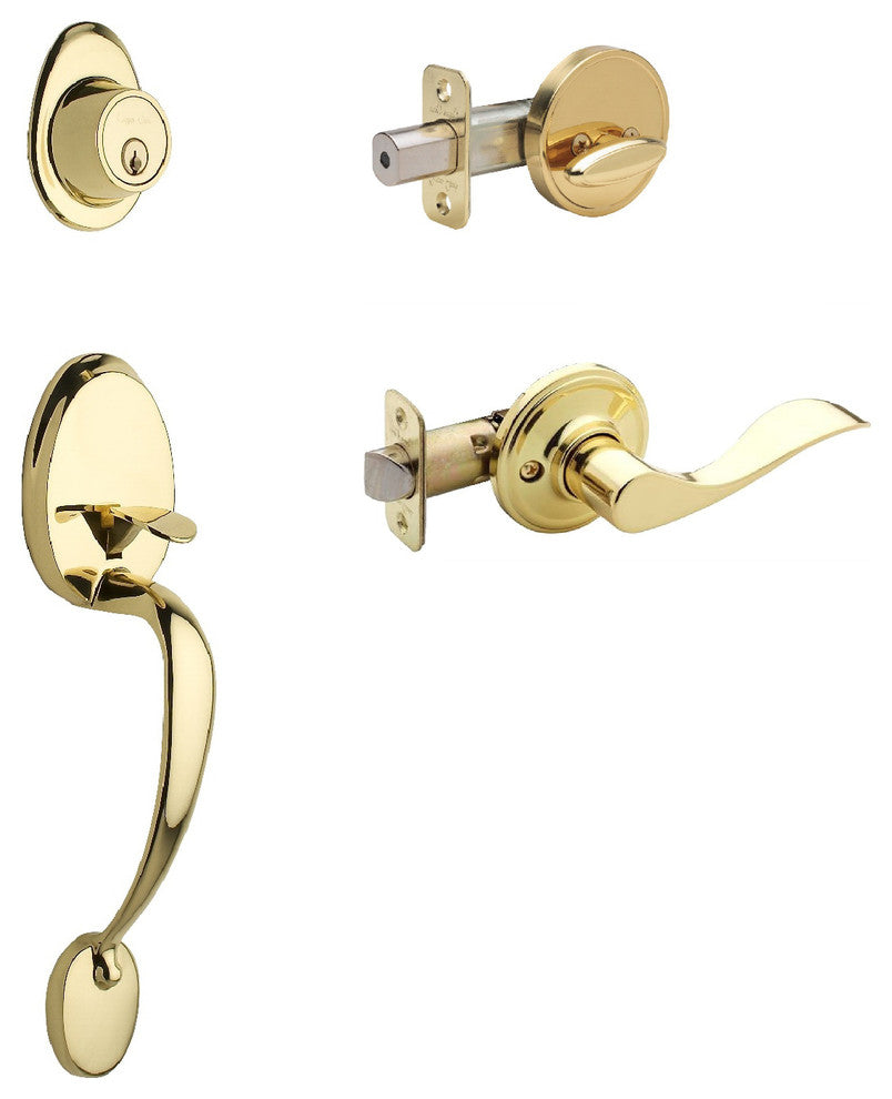 Active Handle Set, Waverlie Lever Interior Trim, Polished Brass