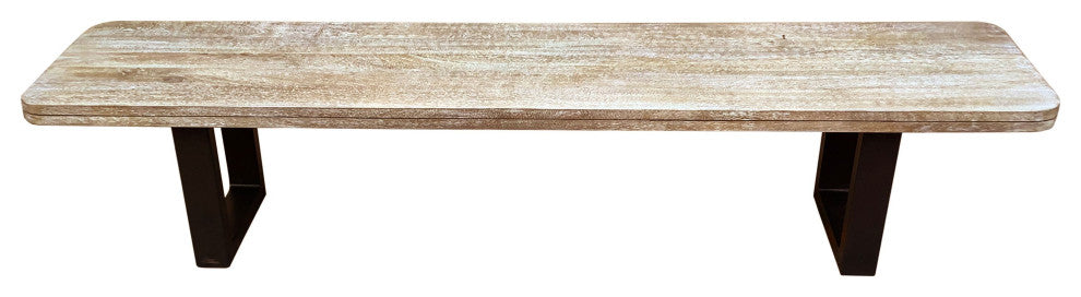 Curvet Mango Wood & Steel Sled Base Bench