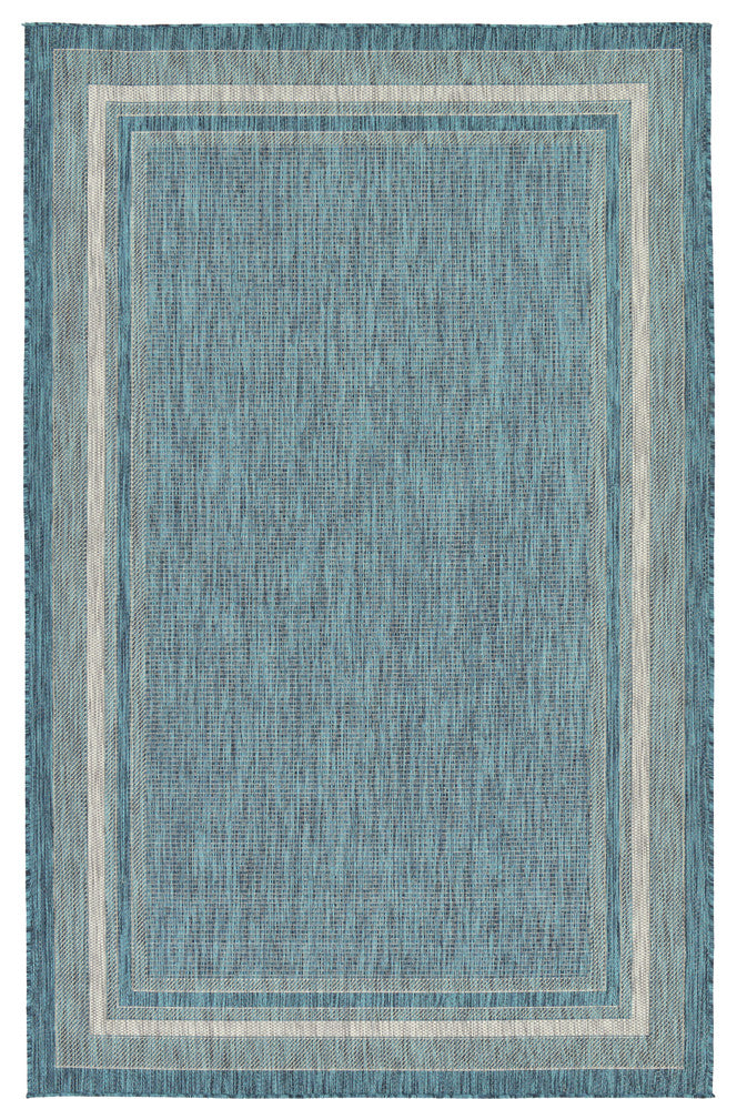 Unique Loom Teal Soft Border Outdoor 5' 0 x 8' 0 Area Rug