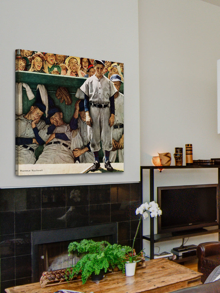 "The Dugout" Painting Print on Canvas by Norman Rockwell