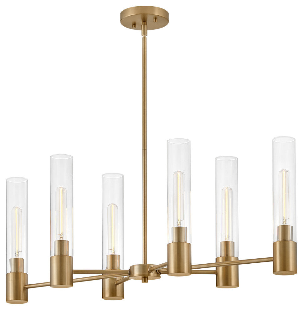 Lark Shea Small Linear Chandelier, Lacquered Brass