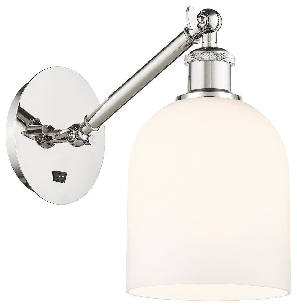 Ballston-Bella 1-Light 6" Sconce, Up/Down Arm, Polished Nickel, Gloss White