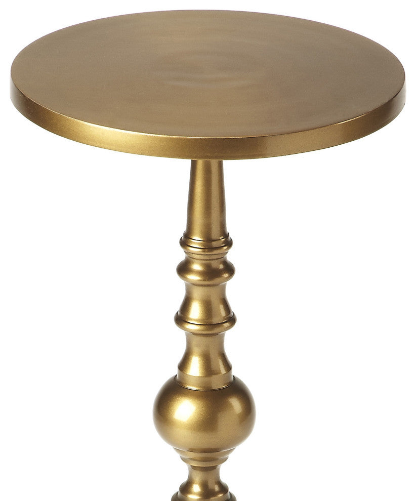 Darien Round Pedestal End Table, Antique Gold