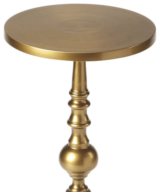 Darien Round Pedestal End Table, Antique Gold