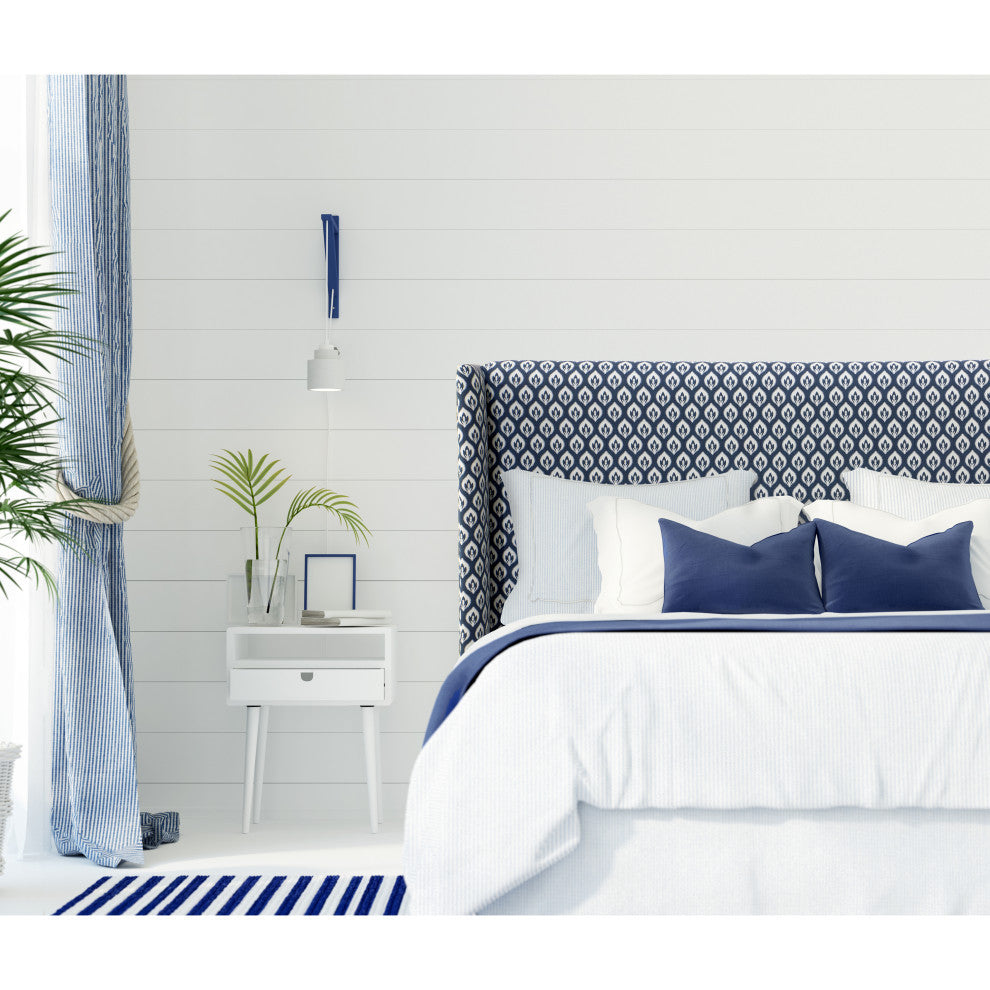 California King Wingback Headboard, Elliot Floral Lg Navy