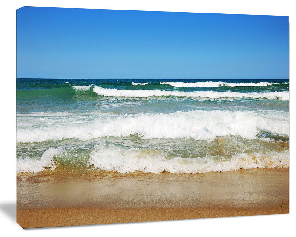 Beautiful Empty Beach under Blue Sky, Large Seashore Canvas Art Print, 40"x30"