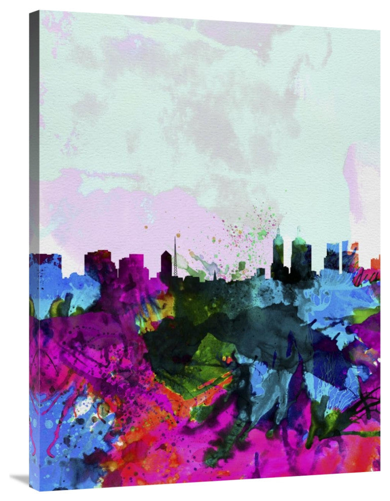"Melbourne Watercolor Skyline" Fine Art Print