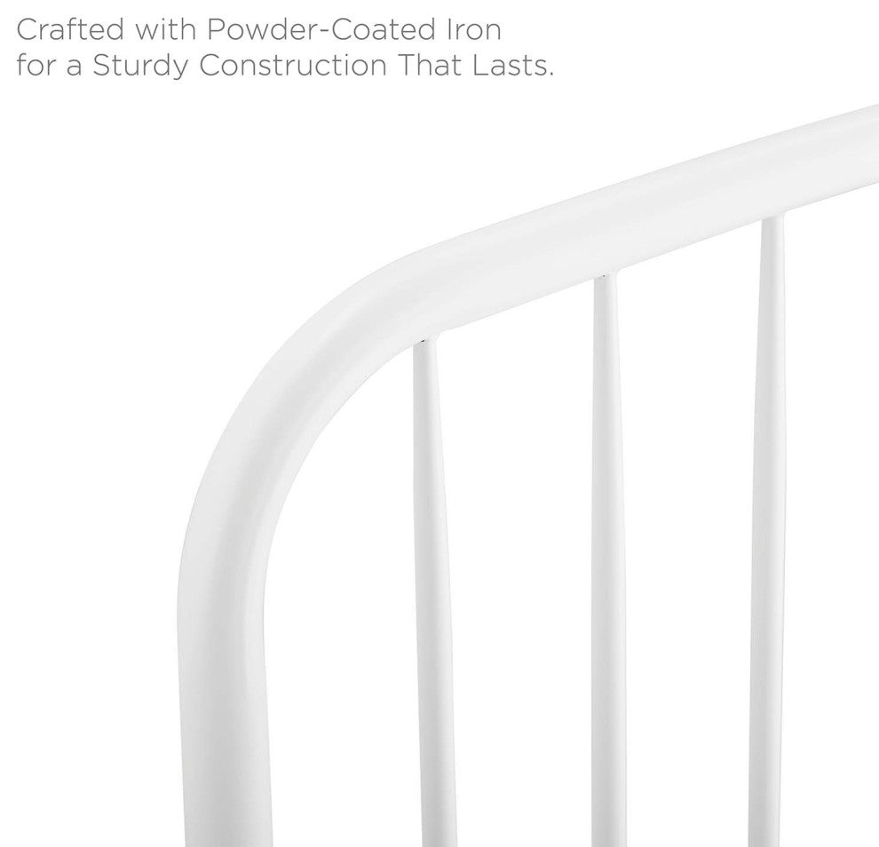 Headboard, King Size, Metal, White, Modern Farmhouse, Bedroom Master Suite