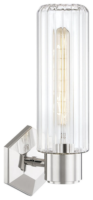 Roebling 1 Light Wall Sconce, Polished Nickel Finish, Clear Glass