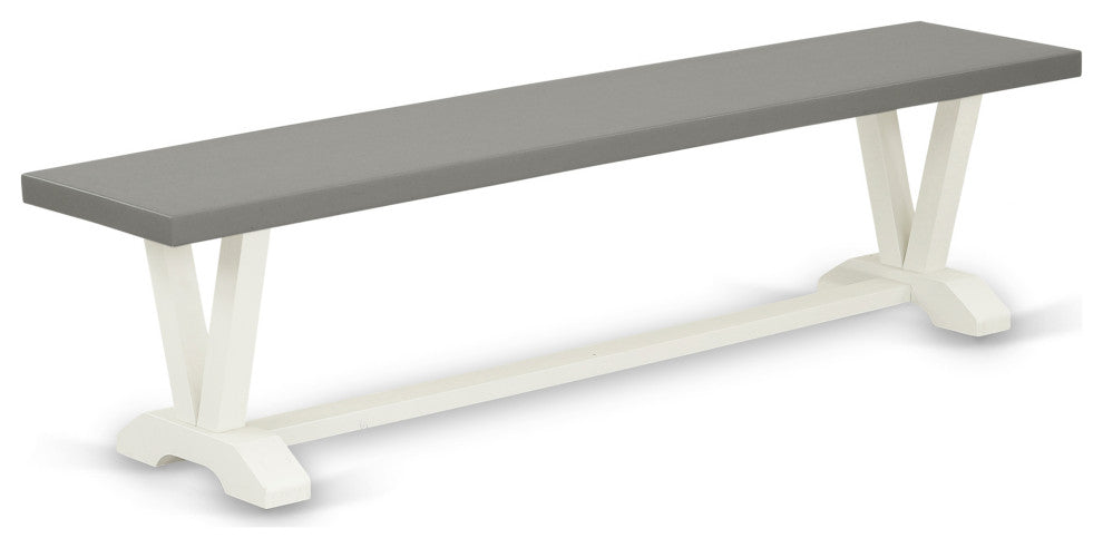 V-Style 15X72 In Dining Bench With Wirebrushed Linen White Leg And Cement Top