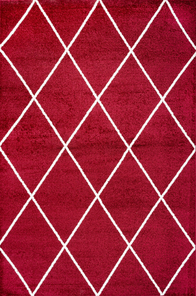 Cole Minimalist Diamond Trellis Red/White 5'x8' Area Rug