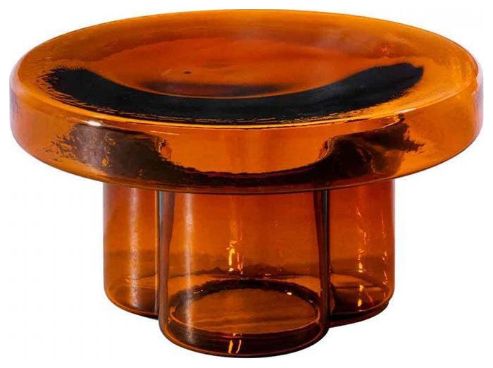 Soda Glass Coffee and Side Table, Amber, Coffee Table 21.7" Diameter