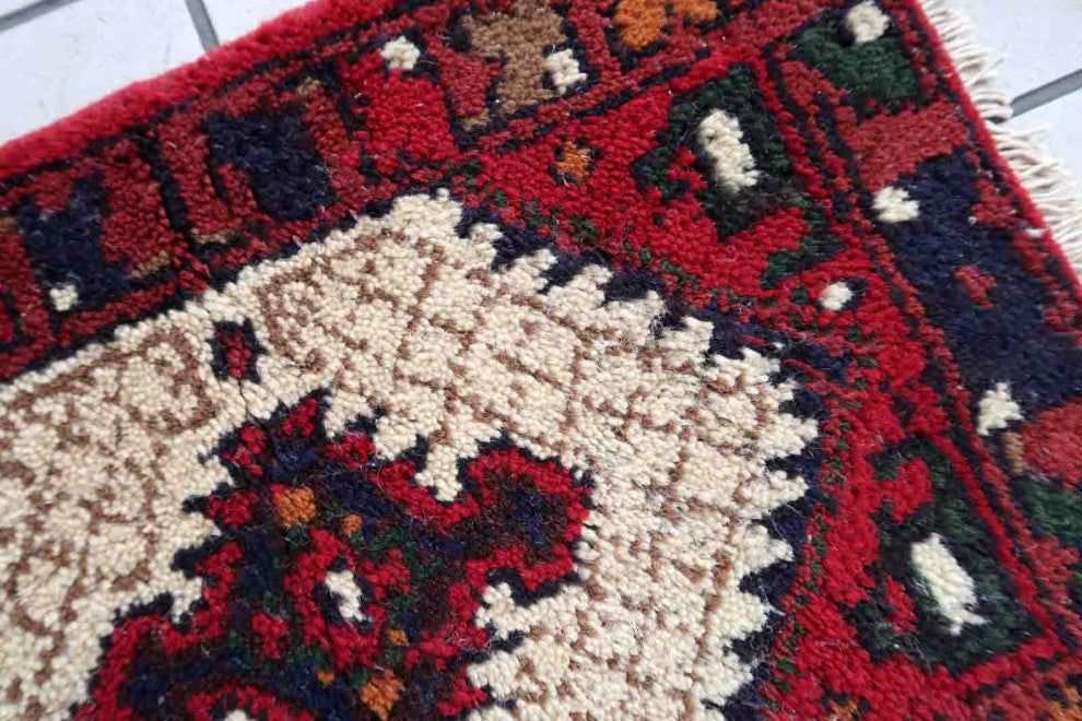 Handmade Vintage Persian Hamadan Mat 1.3'x1.9', 41cmx59cm, 1970s